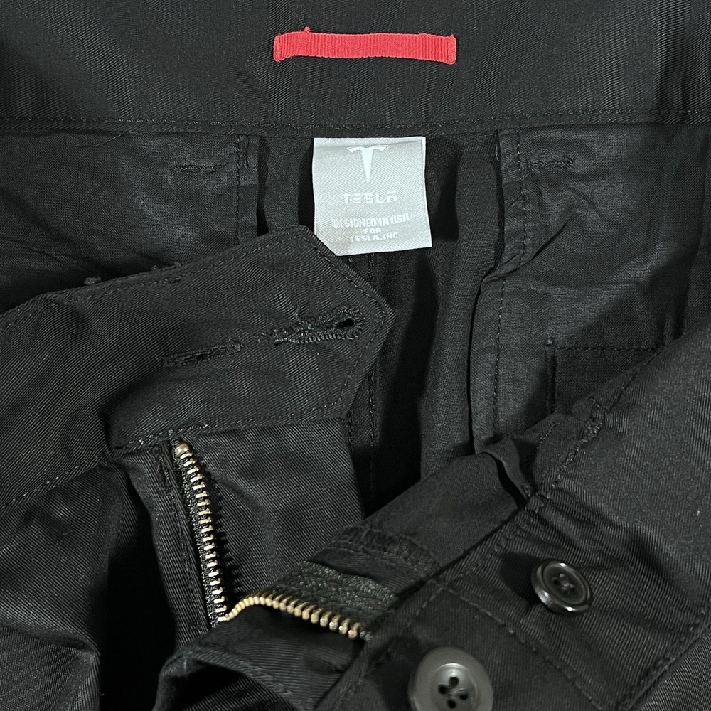 Tesla Motors Men's Black Reflective Work Uniform Pants Size 36x30 Staff Chinos - Picture 5 of 8